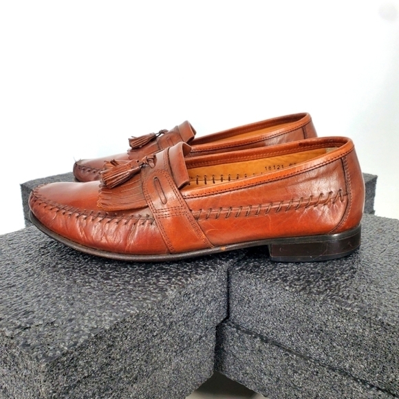 Florsheim Men PISA Moc Toe Tassel Loafers Size 9D Shoes Cognac - Picture 1 of 12